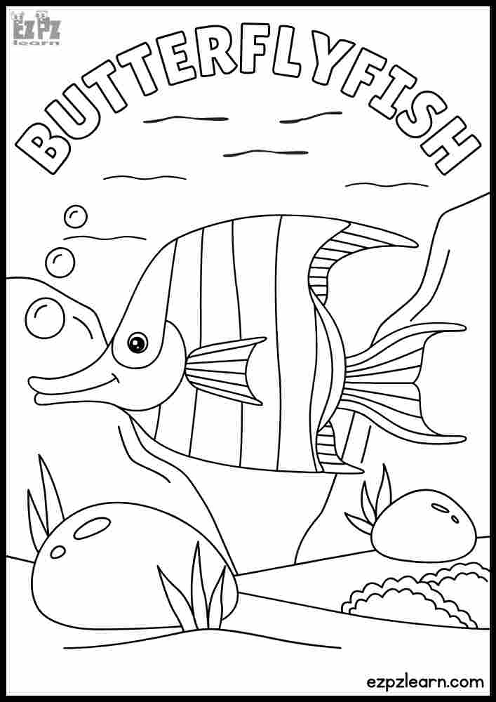 Butterflyfish Interactive Coloring Page. Color Online, Download and Print. Free